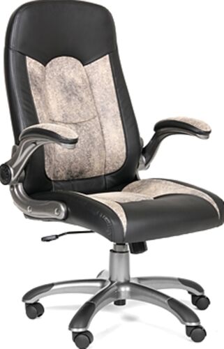 Кресло для руководителя Chairman 439 экопремиум черный+микрофибра черный/серый