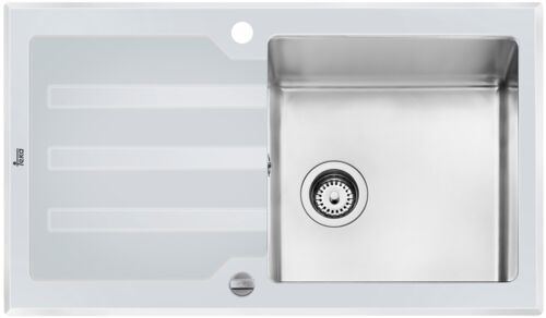 Кухонная мойка Teka Lux 1B 1D 86 Нержавеющая сталь, белое стекло
