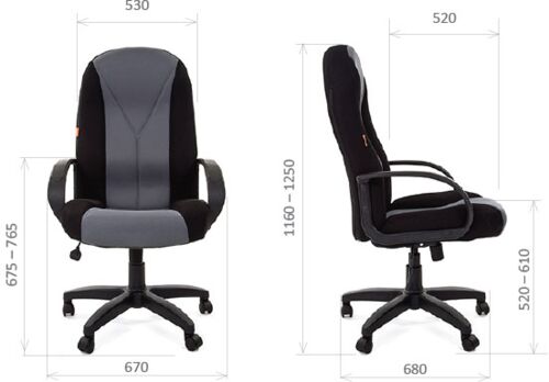 Кресло для руководителя Chairman 785 TW-11 черный + 20-23 серая