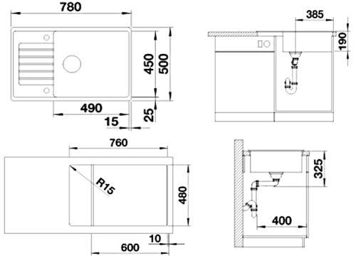 Кухонная мойка Blanco Zia XL 6S Compact Silgranit антрацит, 523273