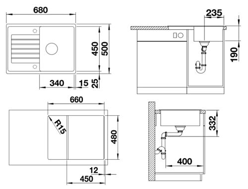 Кухонная мойка Blanco Zia 45 S Compact Silgranit антрацит, 524721