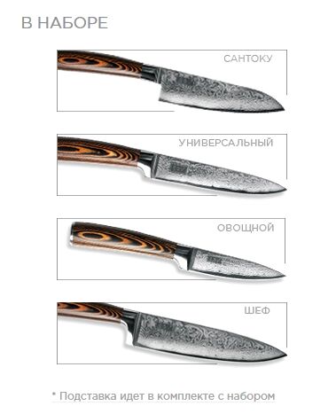 Набор ножей Mikadzo Damascus Suminagashi-SET 4996233