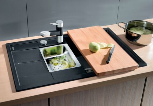 Кухонная мойка Blanco Metra 6 S Compact Silgranit черный, с клапаном-автоматом, 525925