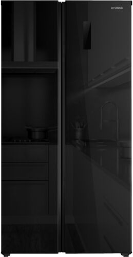 Холодильник Side-by-side Hyundai CS5005FV черное стекло