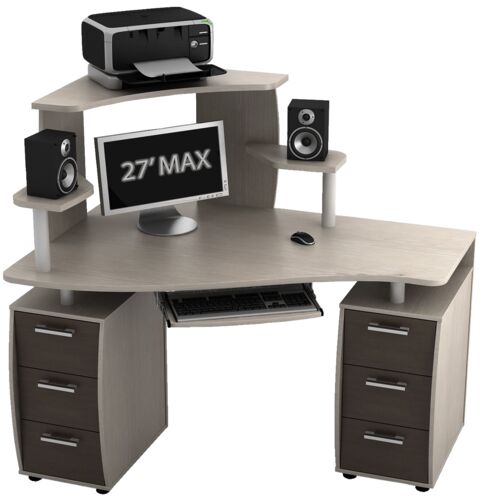 Компьютерный стол Ная КС-14У-2Я Ибис + КН-1 левый дуб беленый/ящики венг