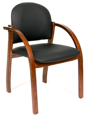 Кресло для посетителя Chairman 659 PU3816-12 черный глянцевый/тем. орех