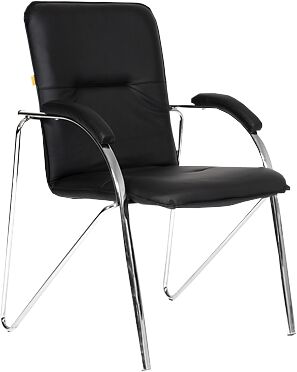 Кресло для посетителя Chairman 850 экокожа Terra 118 черная (собр.)