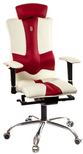 Кресло для руководителя Kulik System Elegance экокожа белый/красный