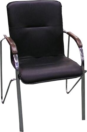 Кресло для посетителя Мирэй Самба хром палисандр кож/зам черный