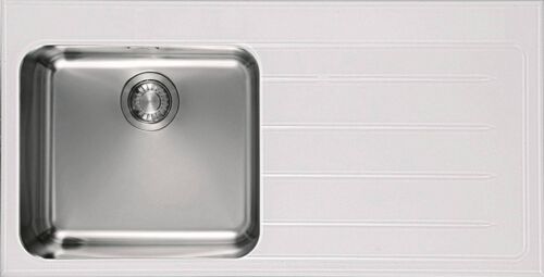 Кухонная мойка Franke EOV 611 Нержавеющая сталь, белое стекло, чаша слева