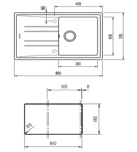 Кухонная мойка Teka STONE 50 B-TG серый металлик 115330014