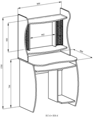 Надстройка для компьютерного стола Ная КН-6 вишня