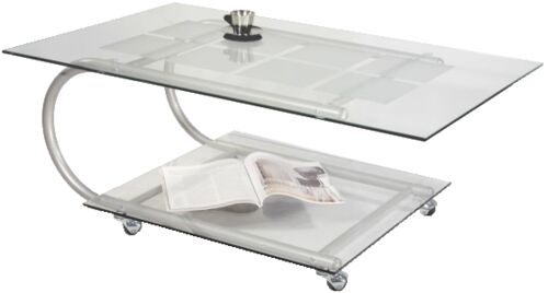 Стол журнальный Мебелик Дуэт 10 металлик/прозрачное стекло
